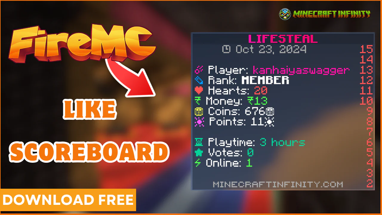 FireMC Lifesteal Server Scoreboard | Simplescore board Config Download